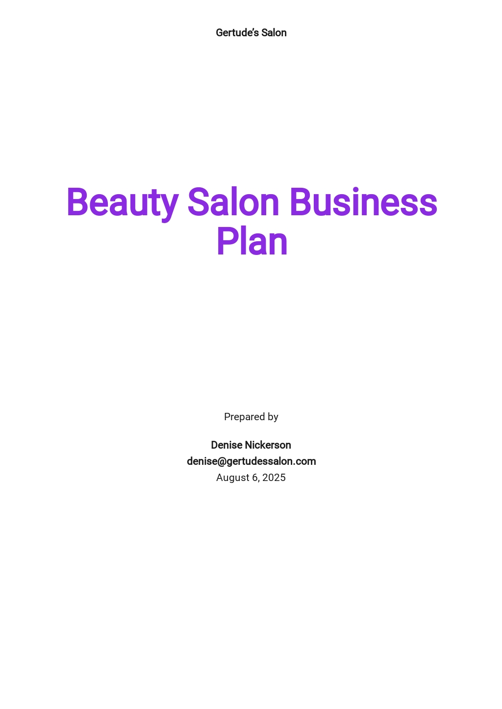 sample business plan for beauty parlour