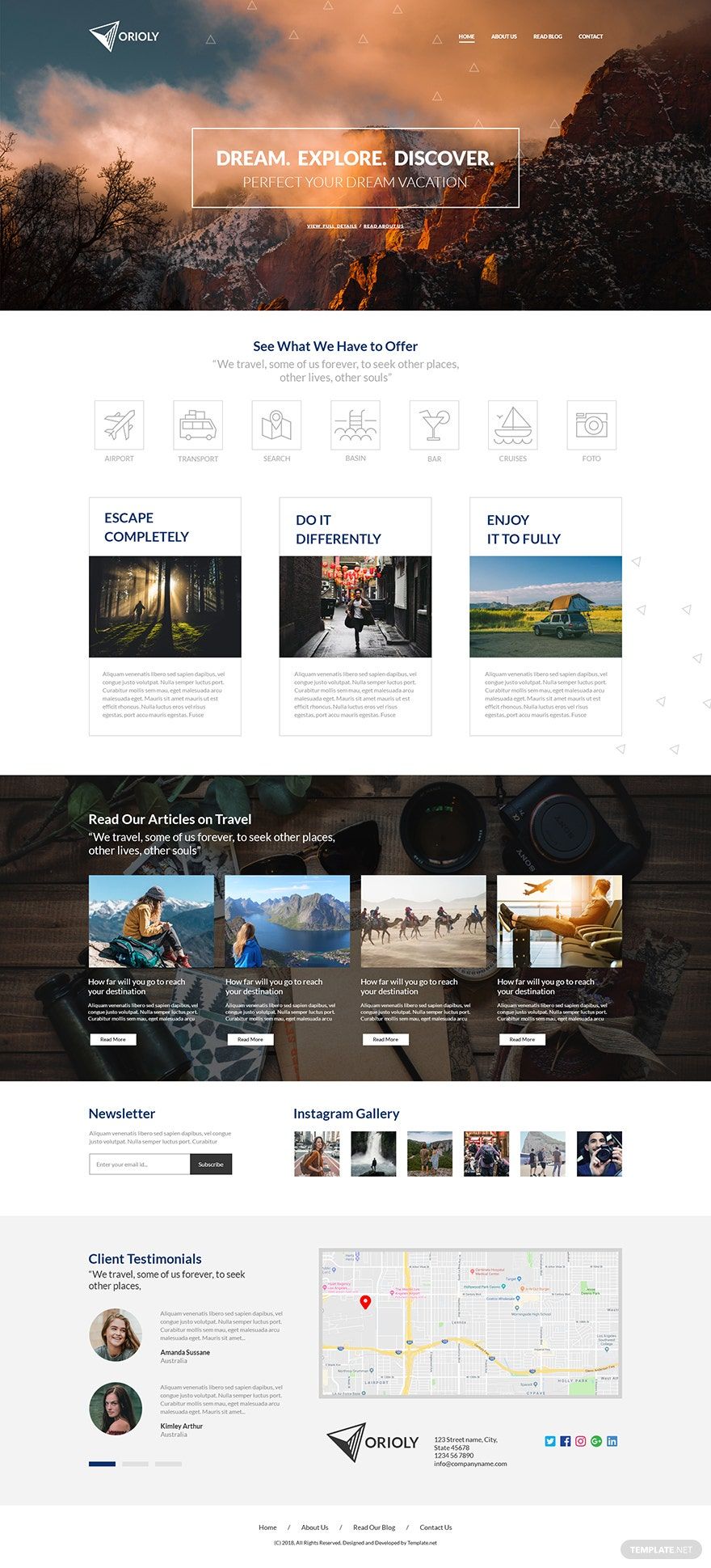 Tours & Travels PSD Landing Page Template