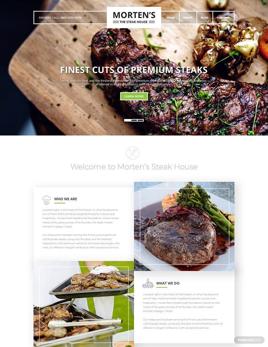 Steak House PSD Landing Page Template