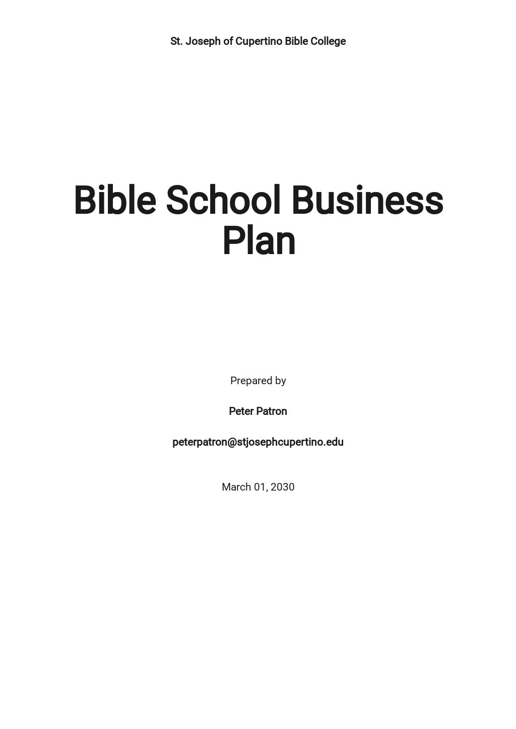 bible college business plan
