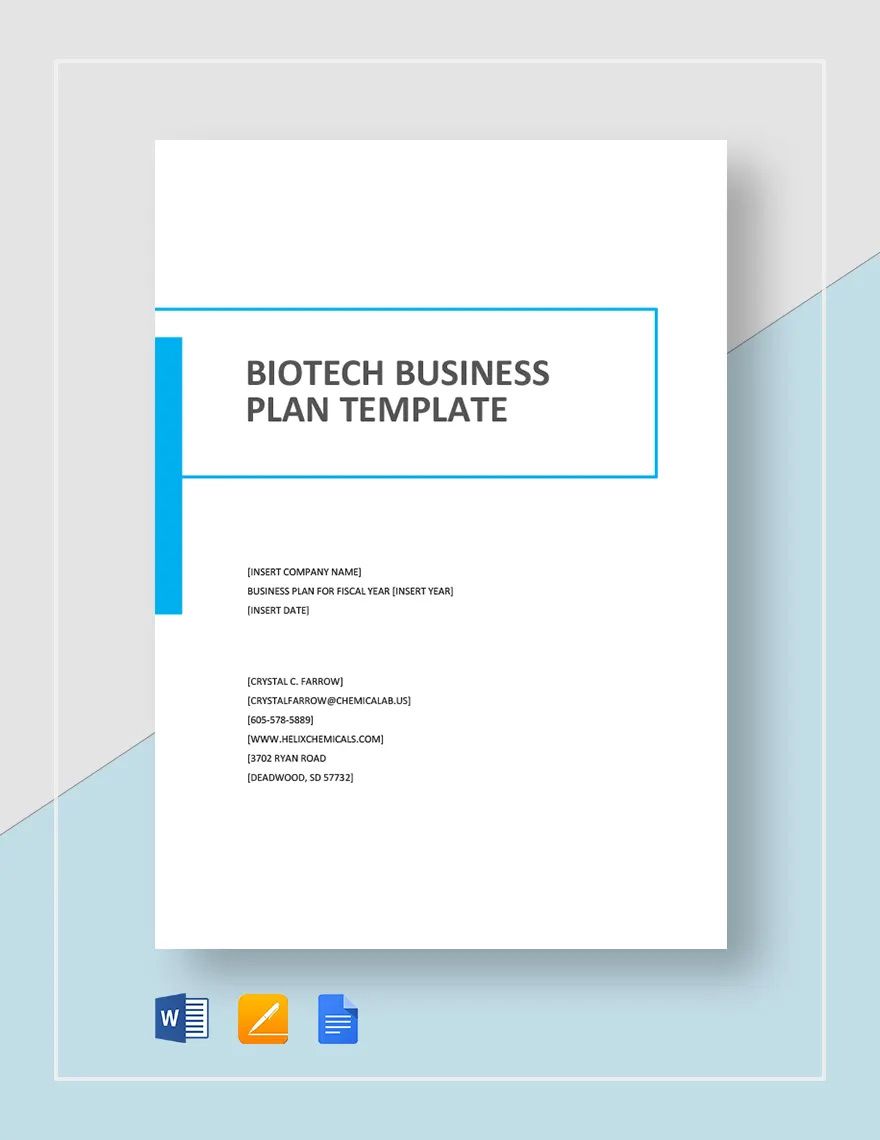 Biotech Business Plan Template in Word, Google Docs, Apple Pages