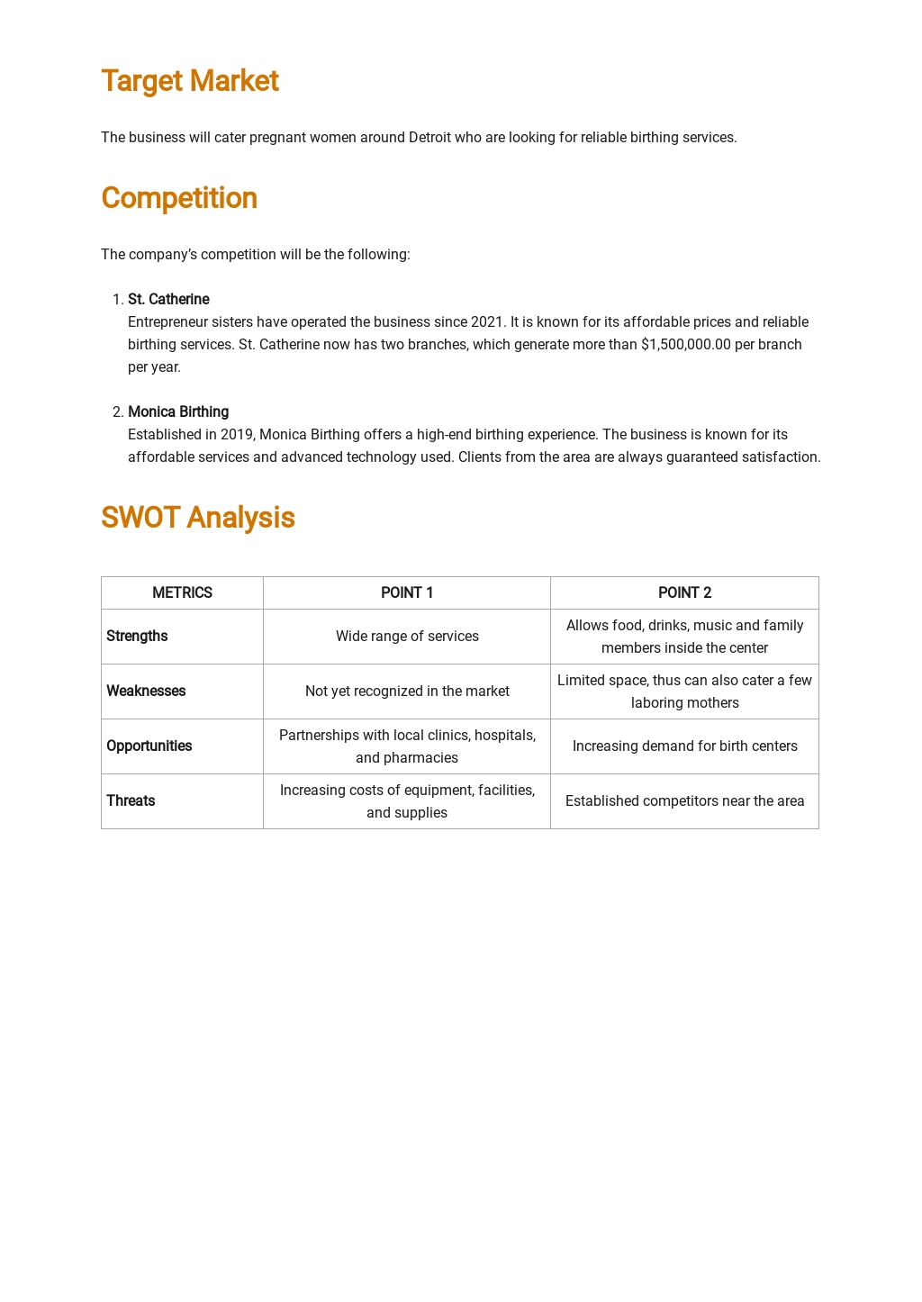 Natural birth plan template image
