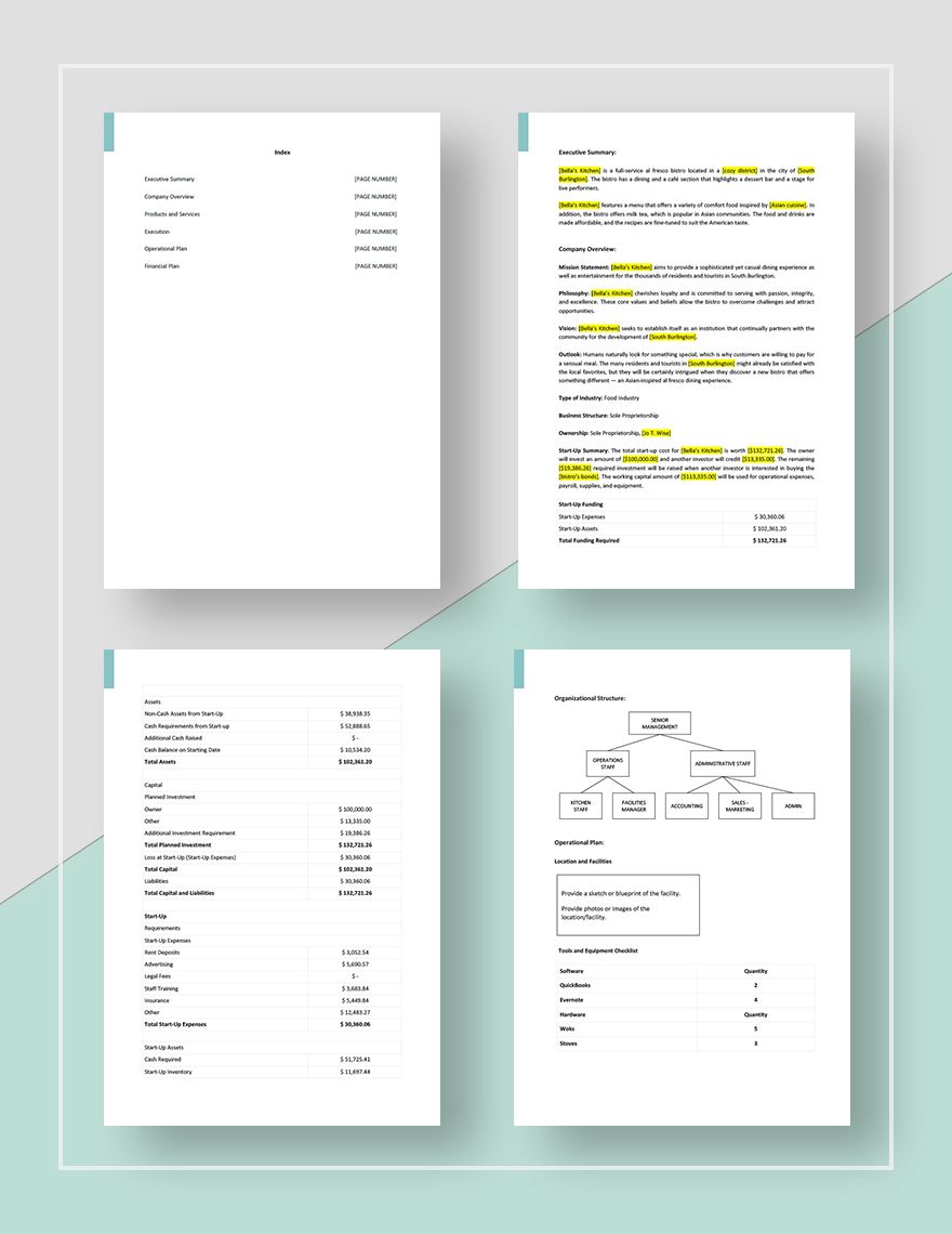Bistro Business Plan Template