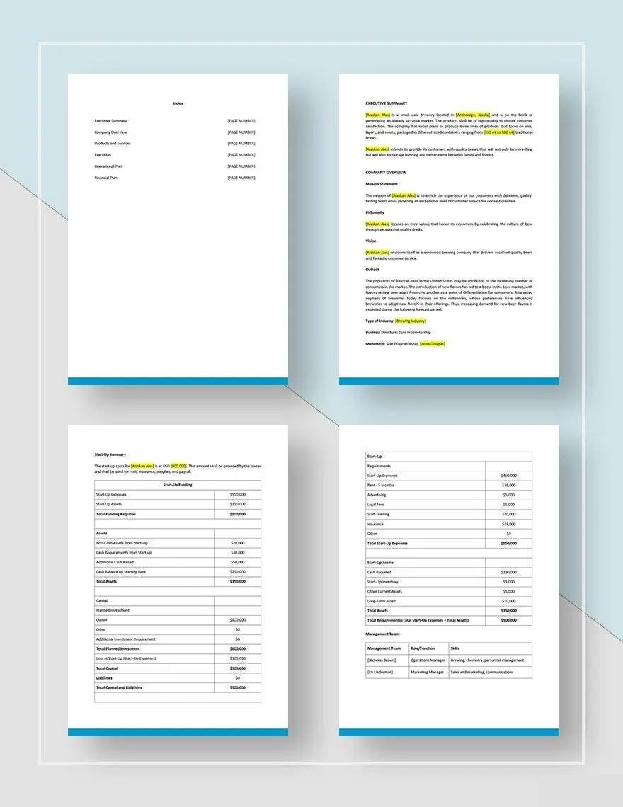 Brewery Business Plan Template