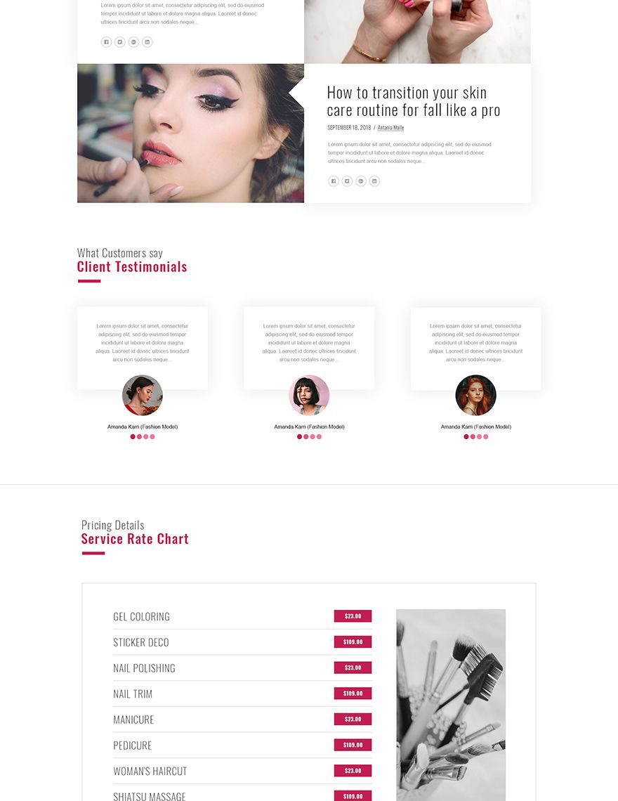 Makeup Artist Landing Page