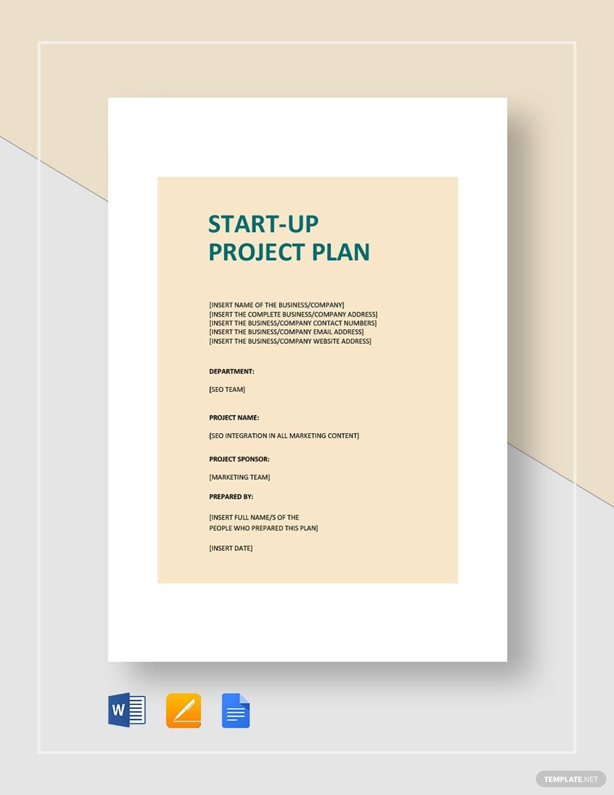 Business Start-Up Project Plan Template