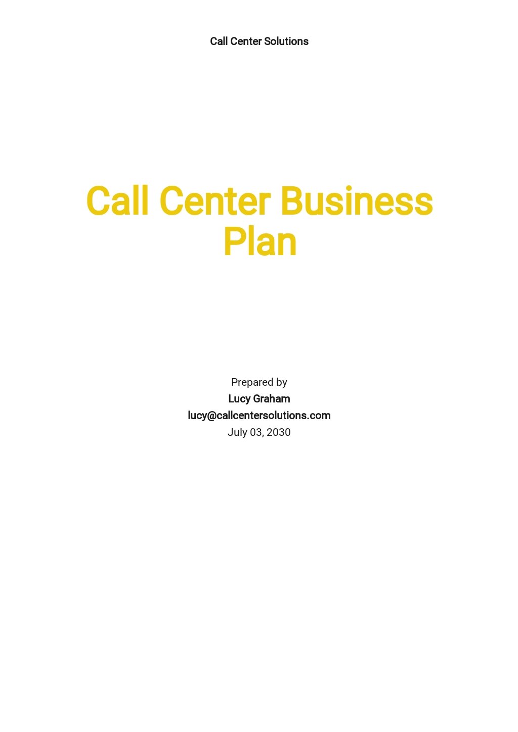 a call center business plan