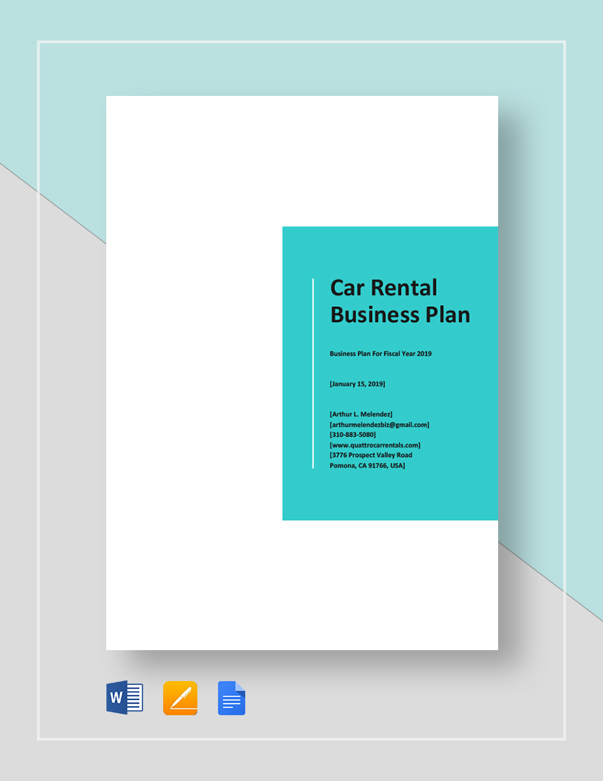 free car rental business plan template