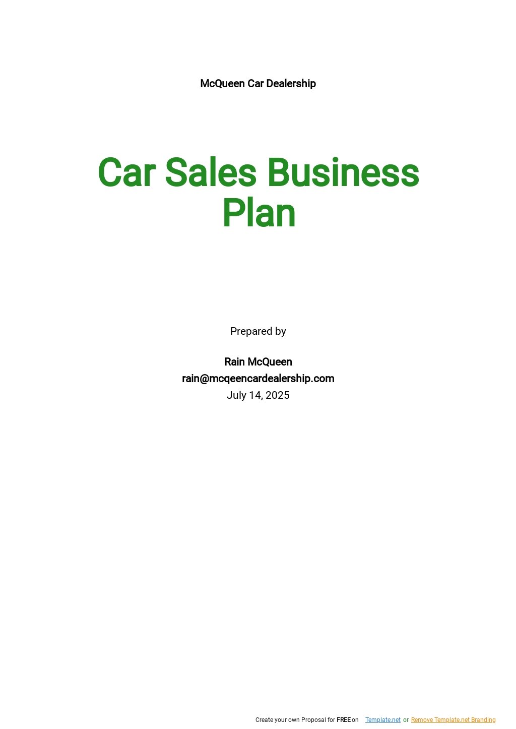 car wash business plan cover page