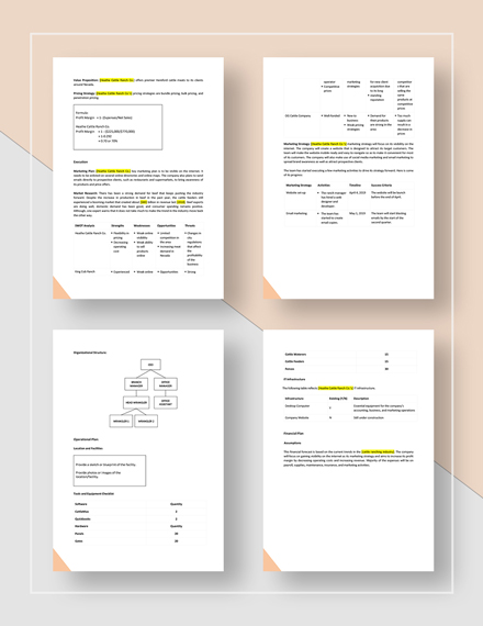 Ranch Business Plan Template