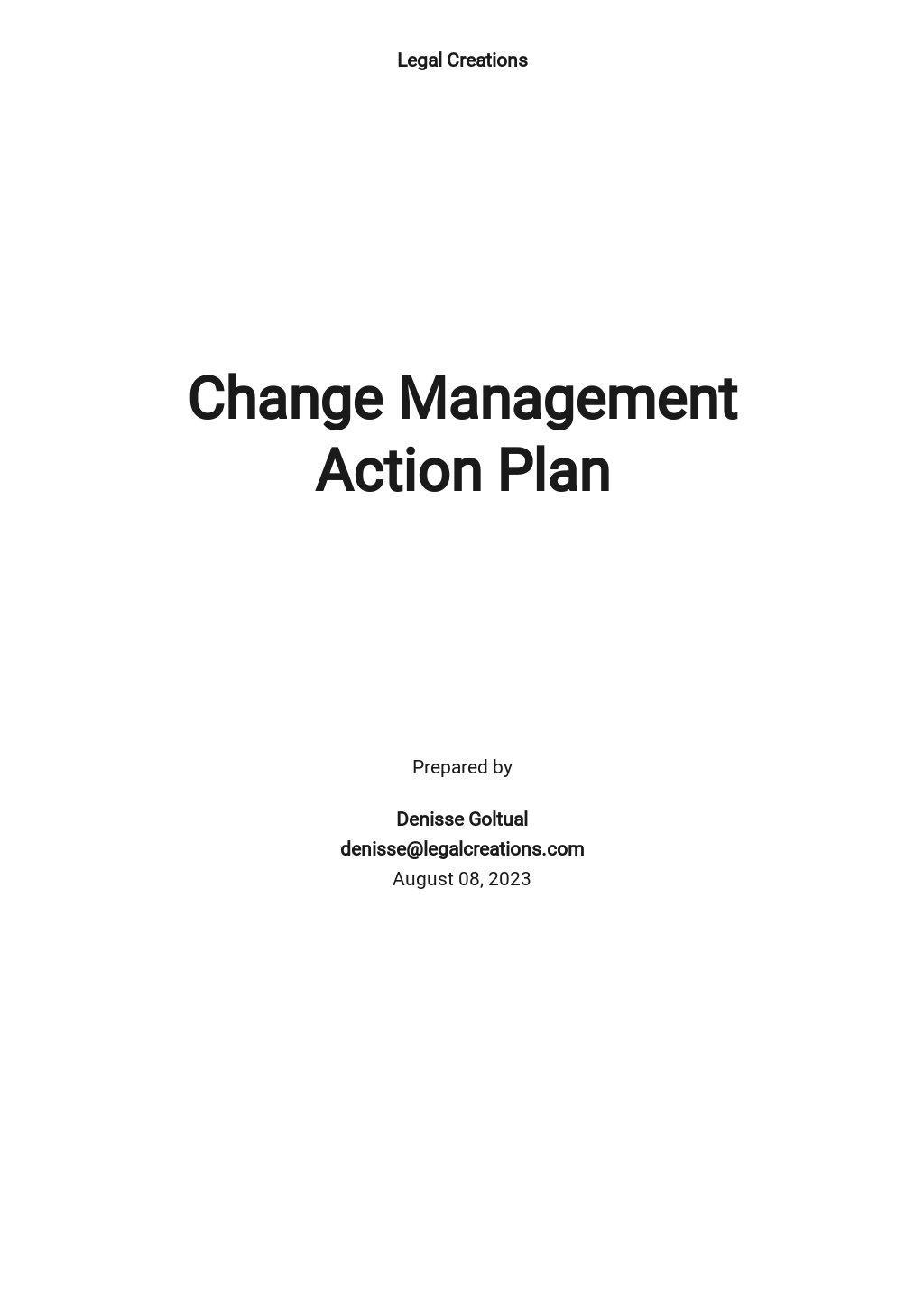 Change Management Action Plan Template