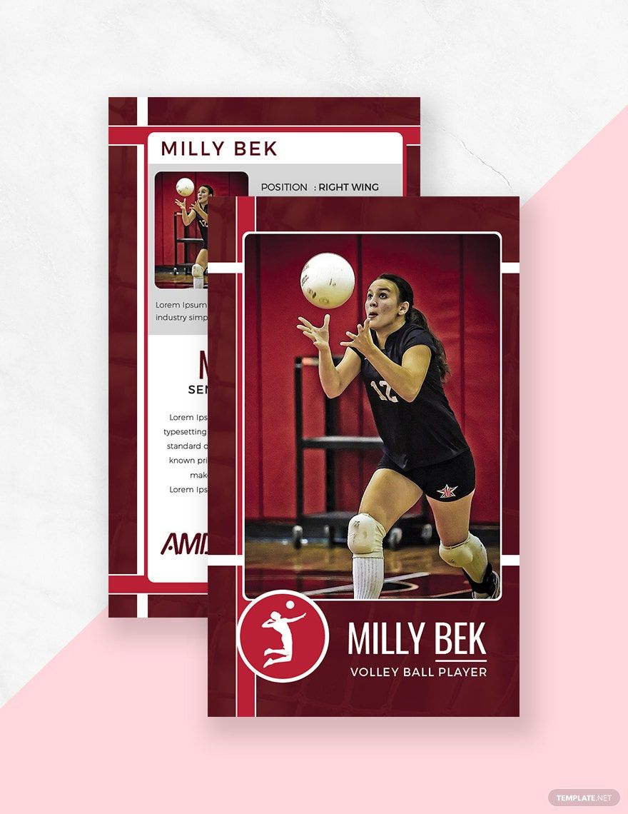 Volley Ball Trading Card Template