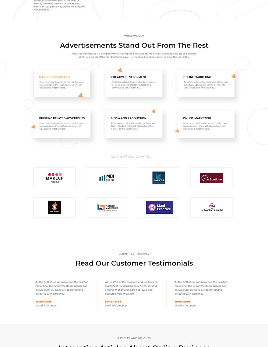 Advertising Agency PSD Landing Page Template