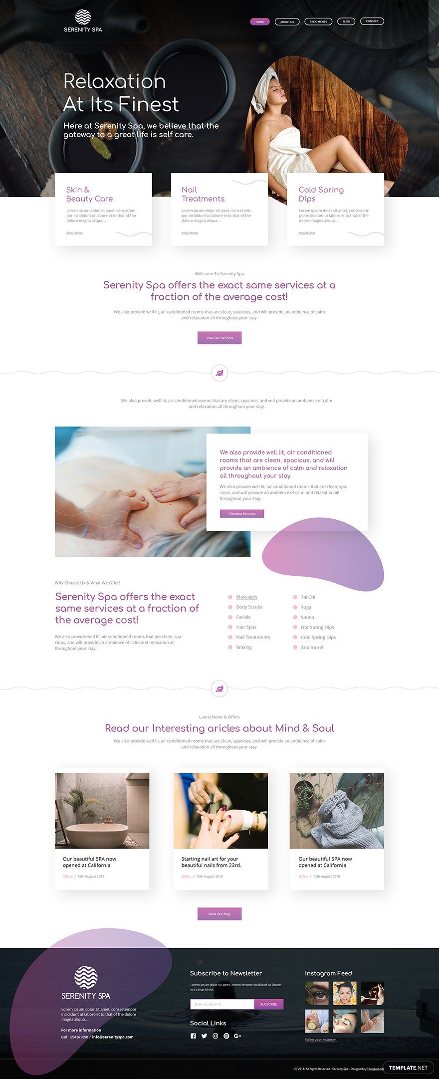 Spa PSD Landing Page Template