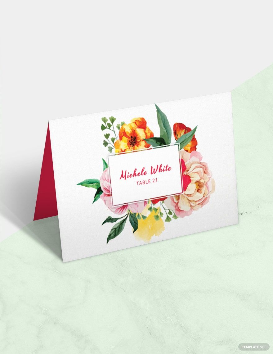 Water Color Wedding Place Card Template