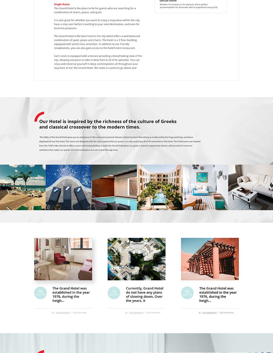 Hotel PSD Landing Page Template