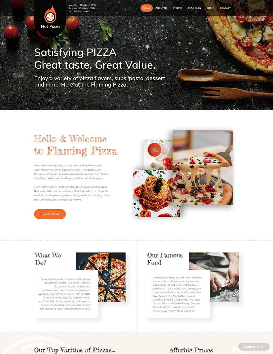Pizza PSD Landing Page Template