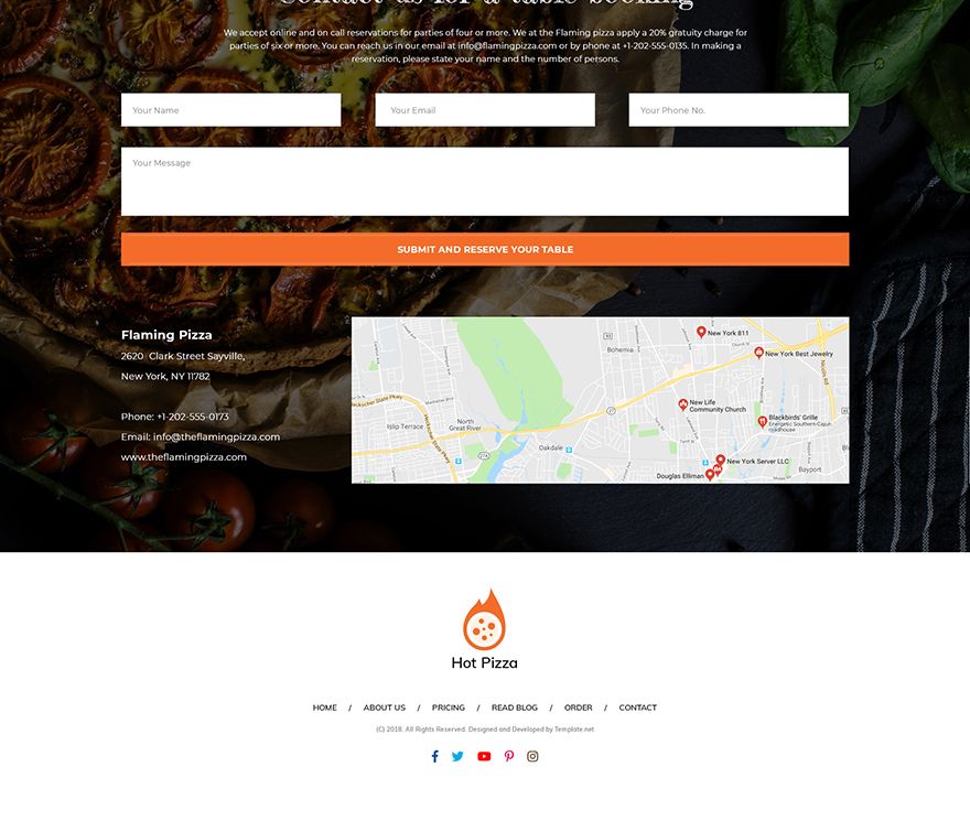 Pizza PSD Landing Page Template