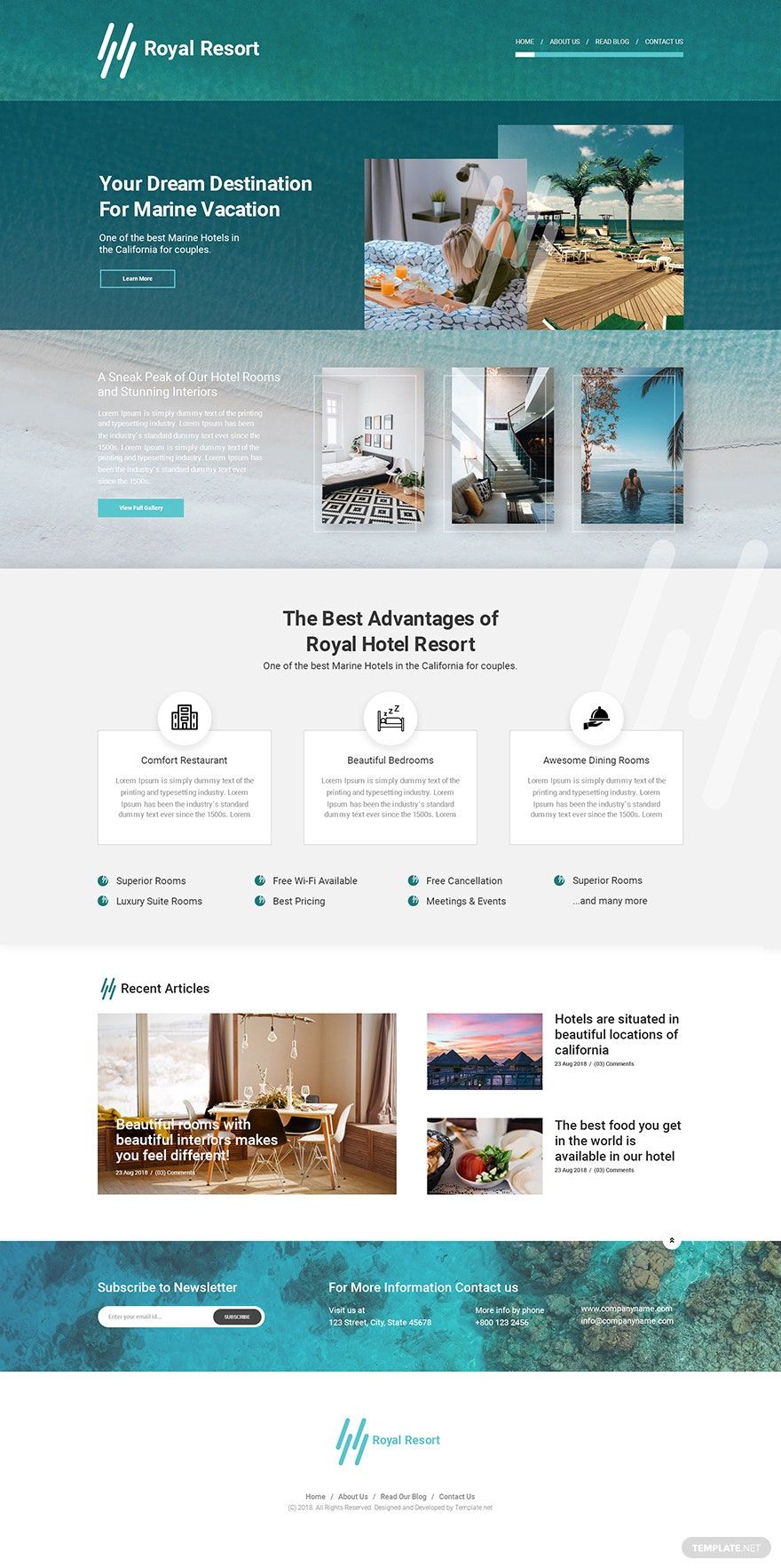 Royal Resort PSD Landing Page Template
