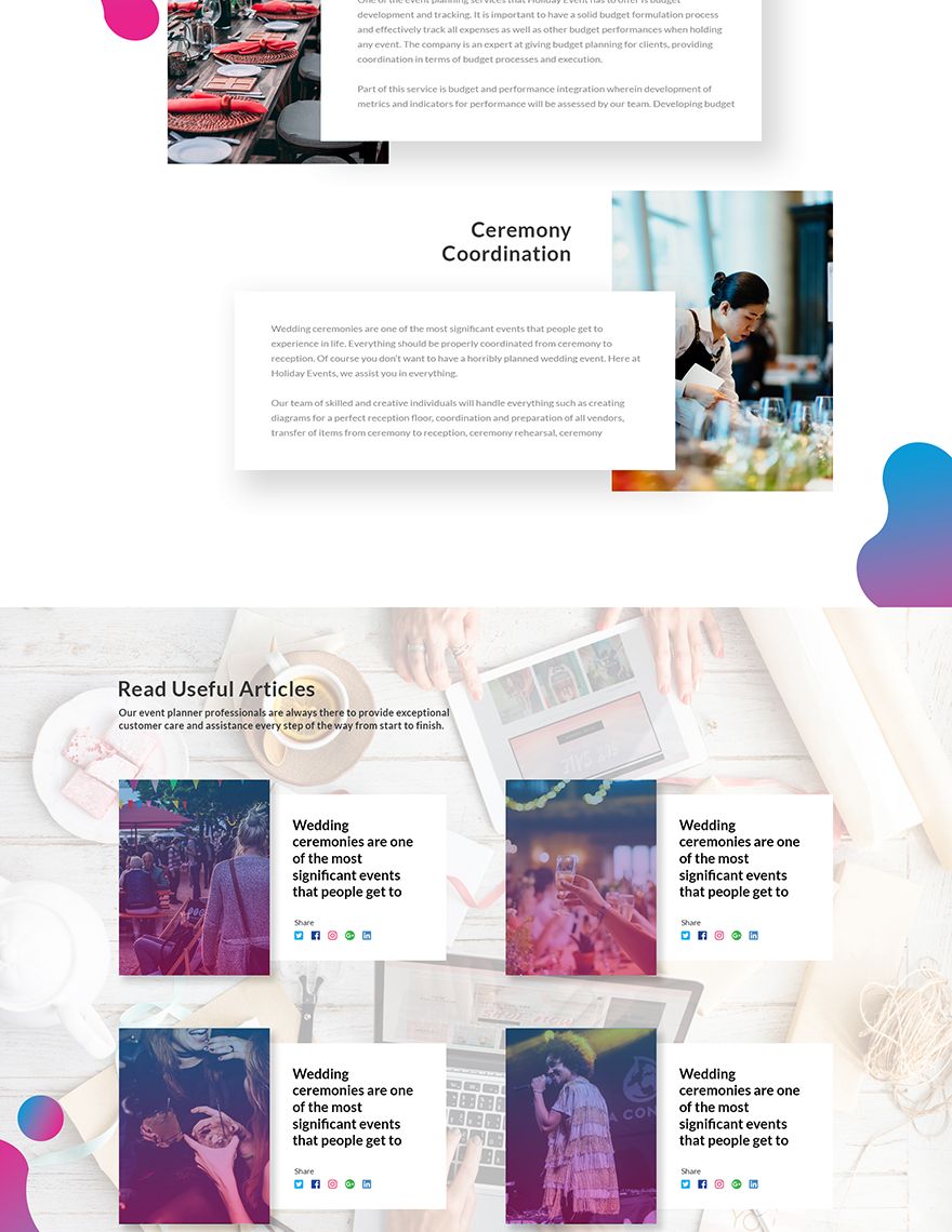 Event Planner PSD Landing Page Template
