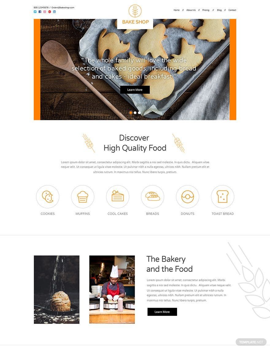 Bakery PSD Landing Page Template in PSD