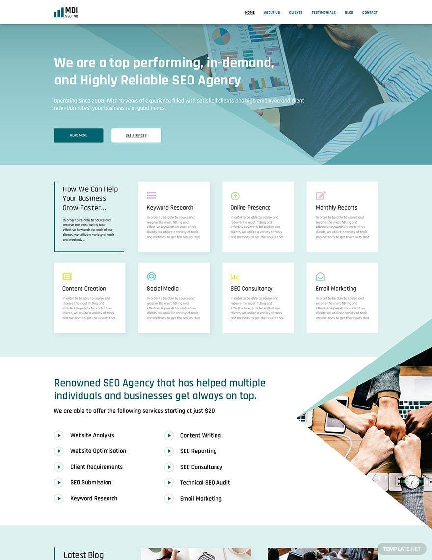 SEO Agency PSD Landing Page Template