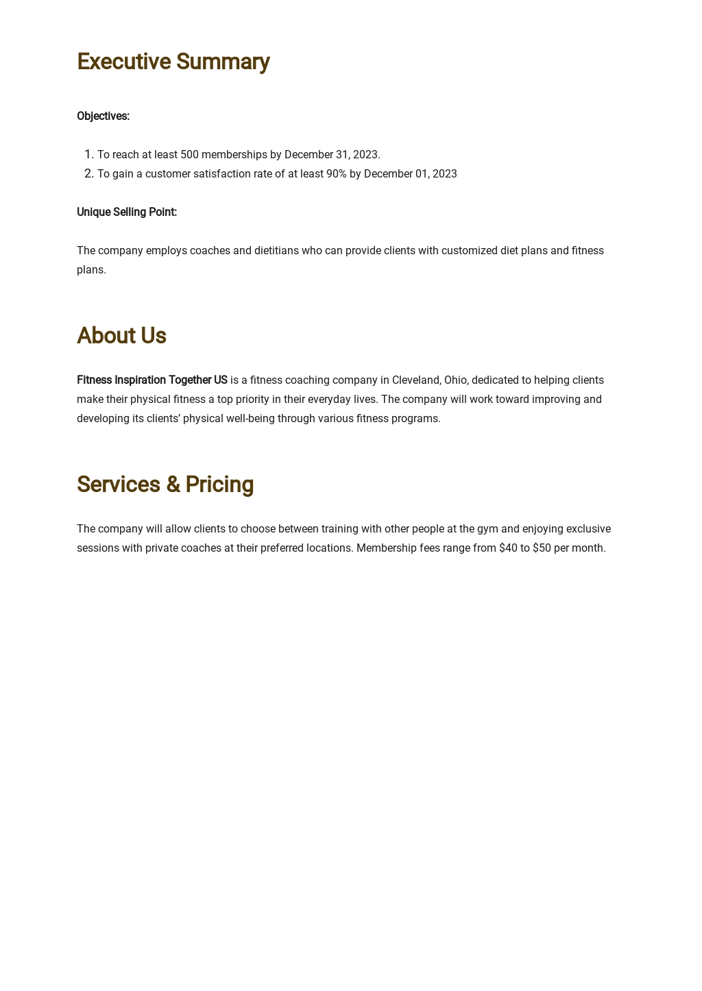 Coach business plan image