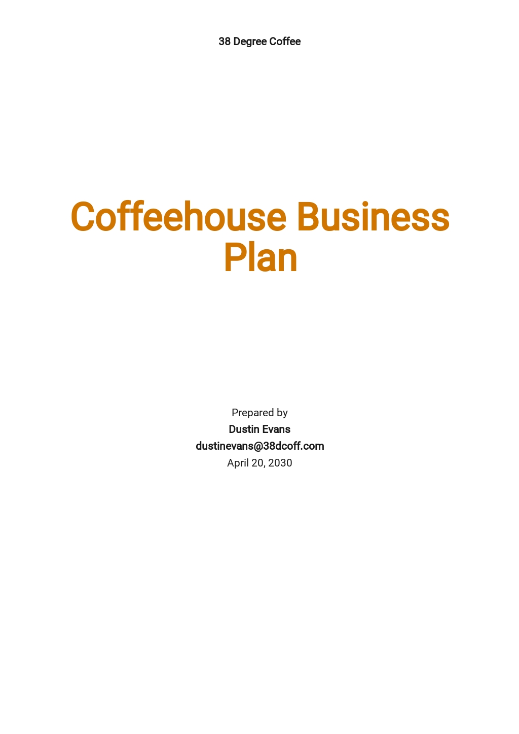 business proposal template for coffee shop