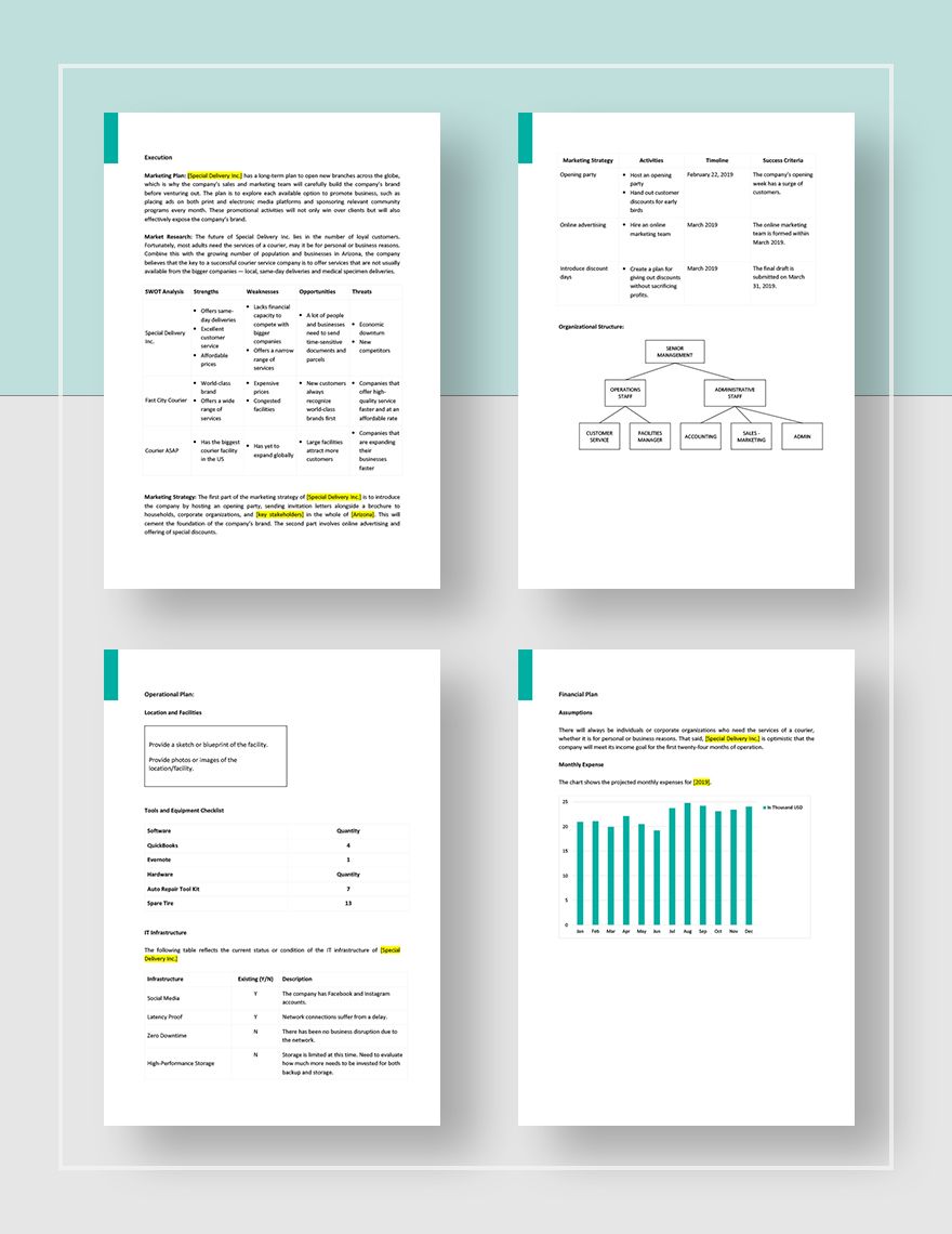 Courier Business Plan Template