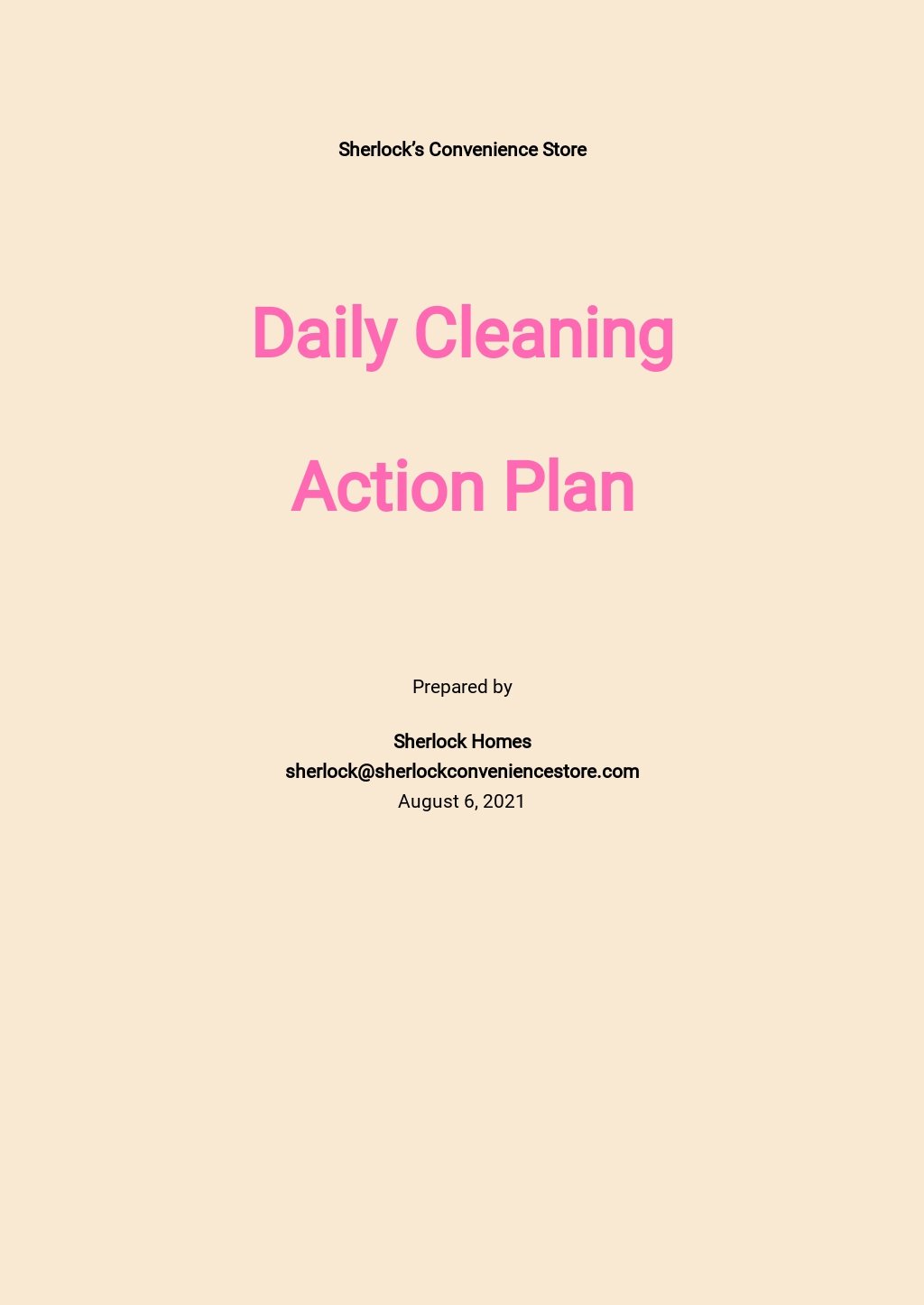 Daily Sales Action Plan Template Google Docs Word Apple Pages PDF