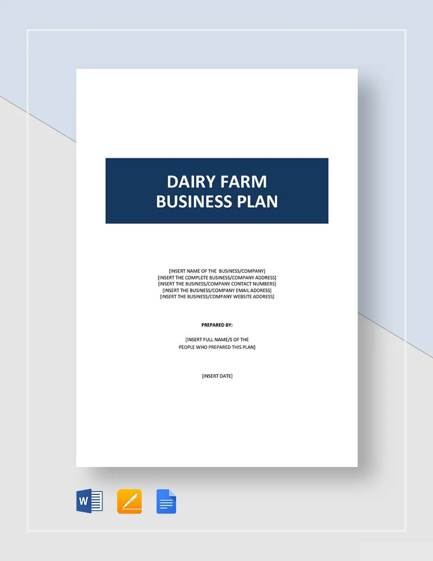 Dairy Farm Business Plan Template in Word, Google Docs, Apple Pages