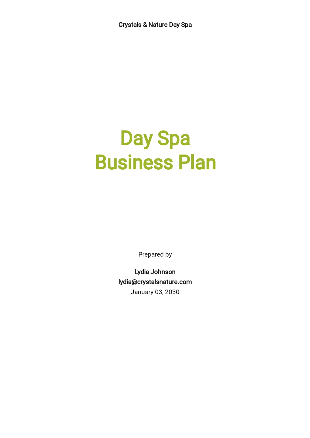 day spa business plan