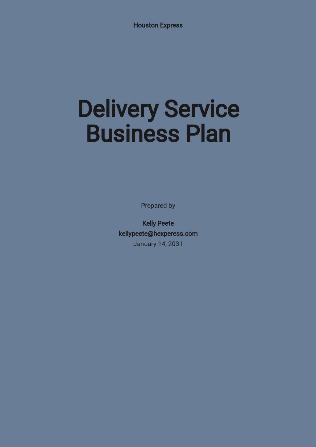 business plan template for delivery service