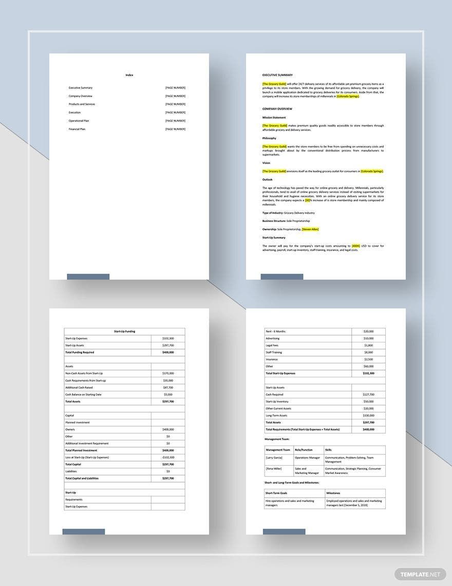 Delivery Service Business Plan Template