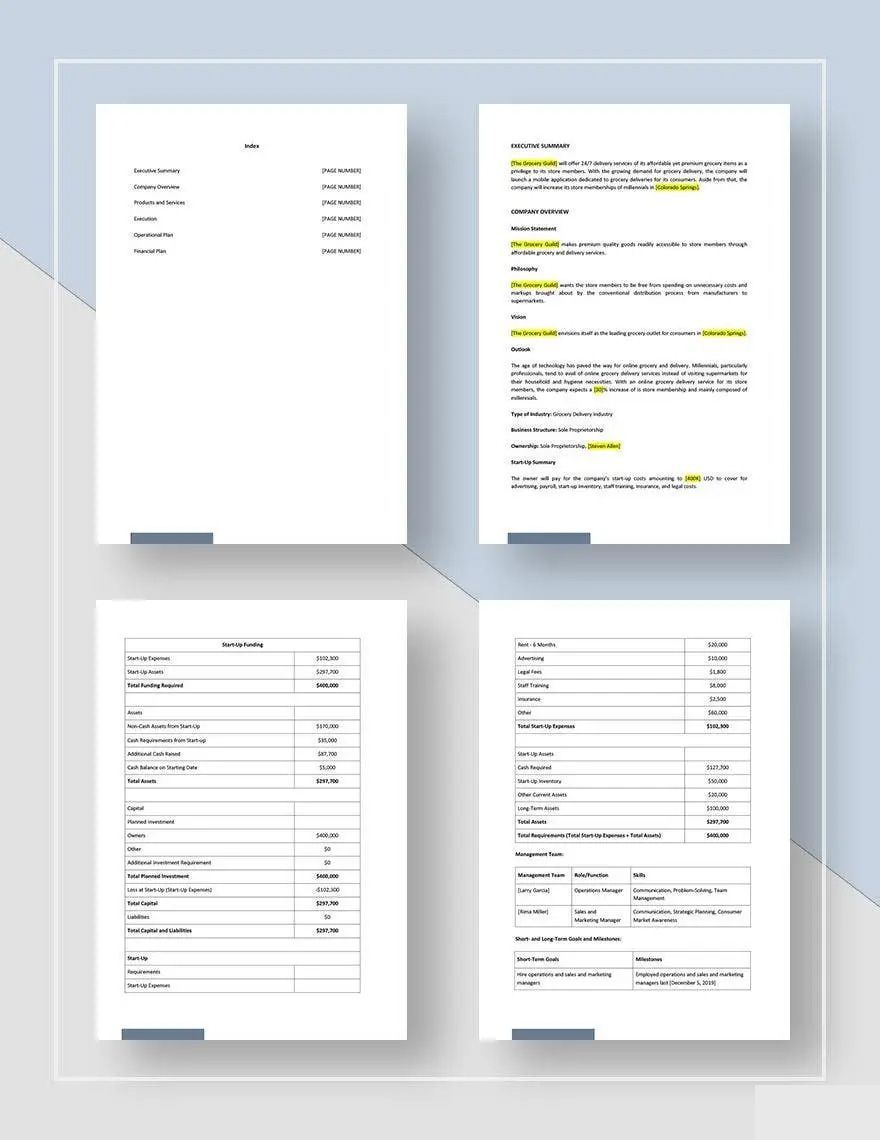 Delivery Service Business Plan Template