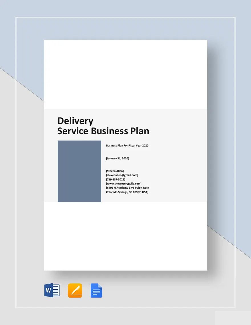 Delivery Service Business Plan Template in Word, Google Docs, Apple Pages