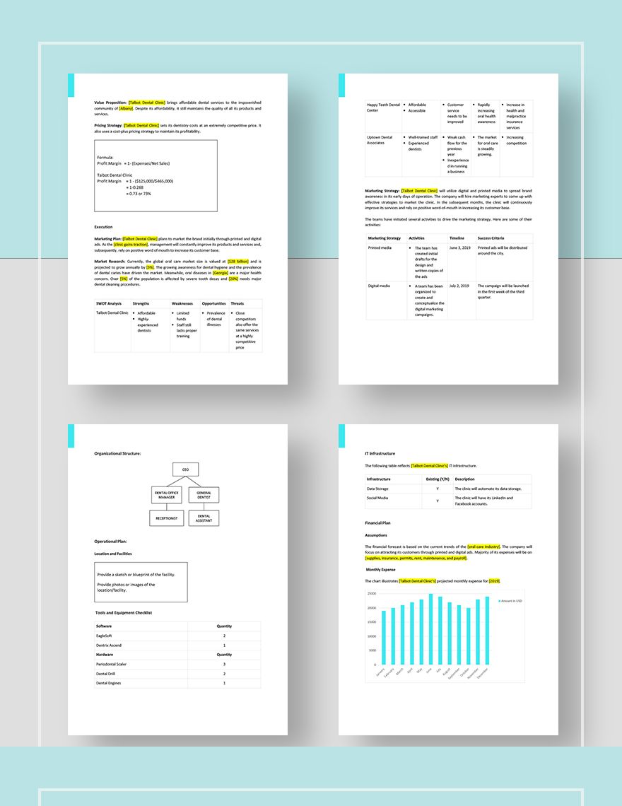 business plan template for dental clinic