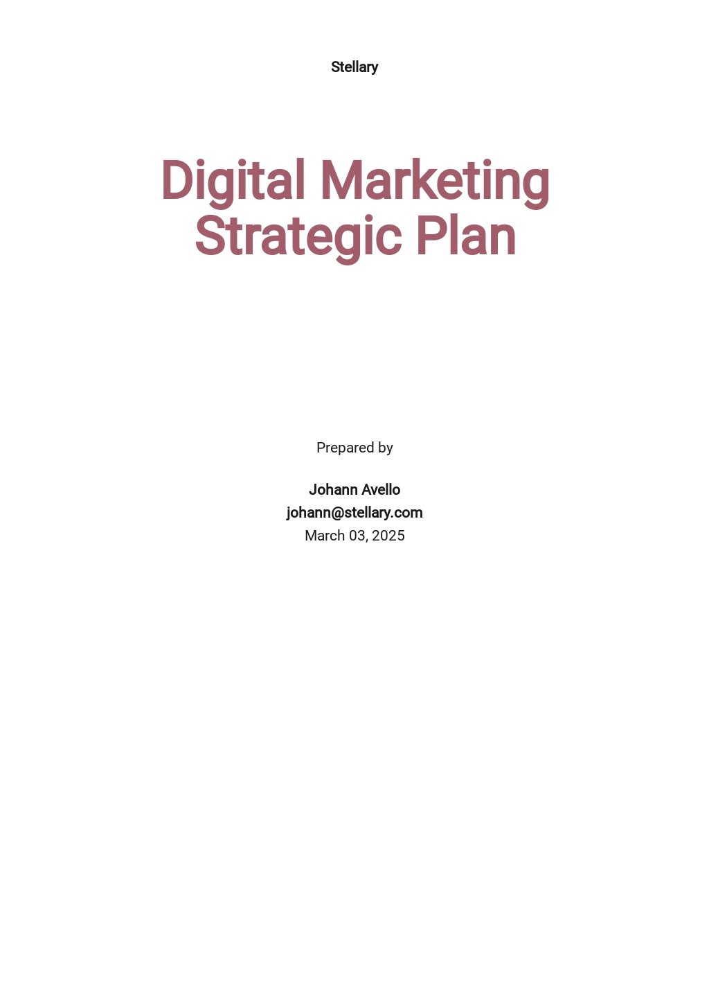 Template For Digital Marketing Strategy