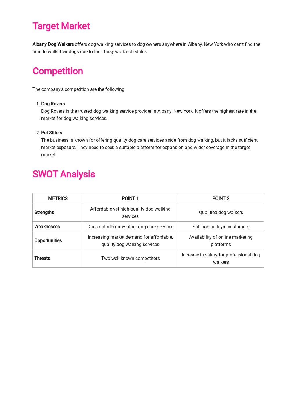 Dog Walking Business Plan Template Google Docs Word Apple Pages
