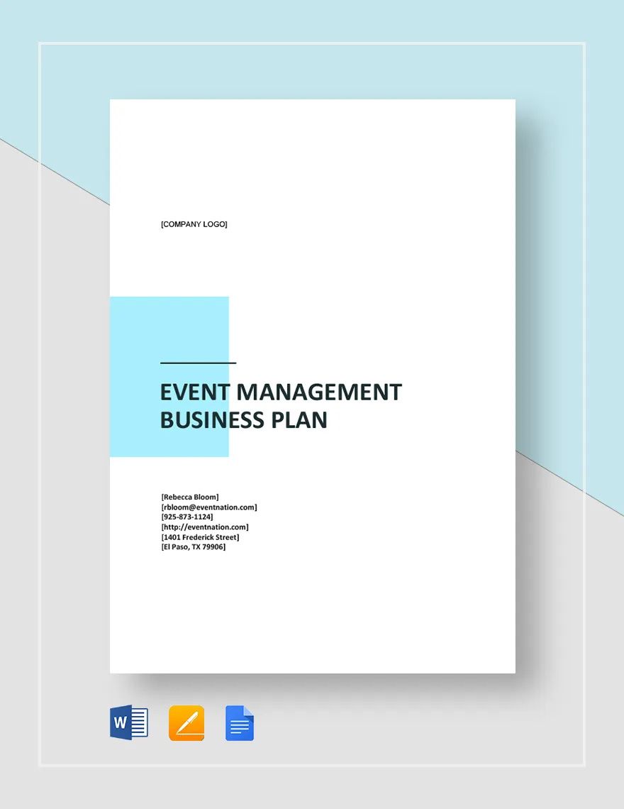 Event Management Business Plan Template