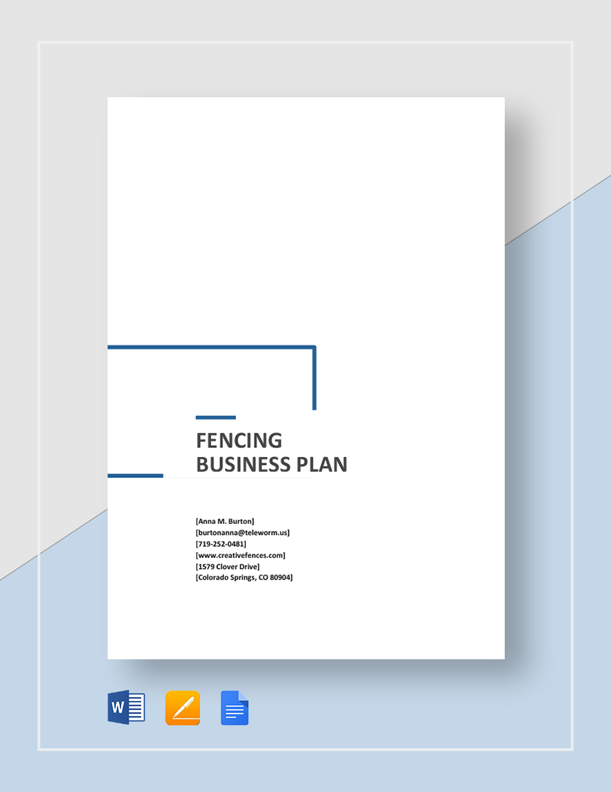 Fencing Business Plan Template Google Docs, Word