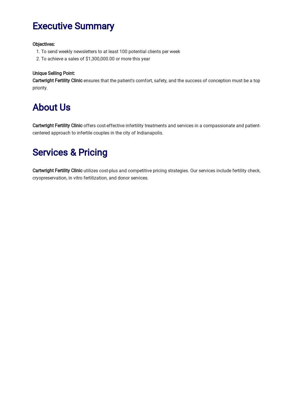 Fertility clinic business plan template 04 image