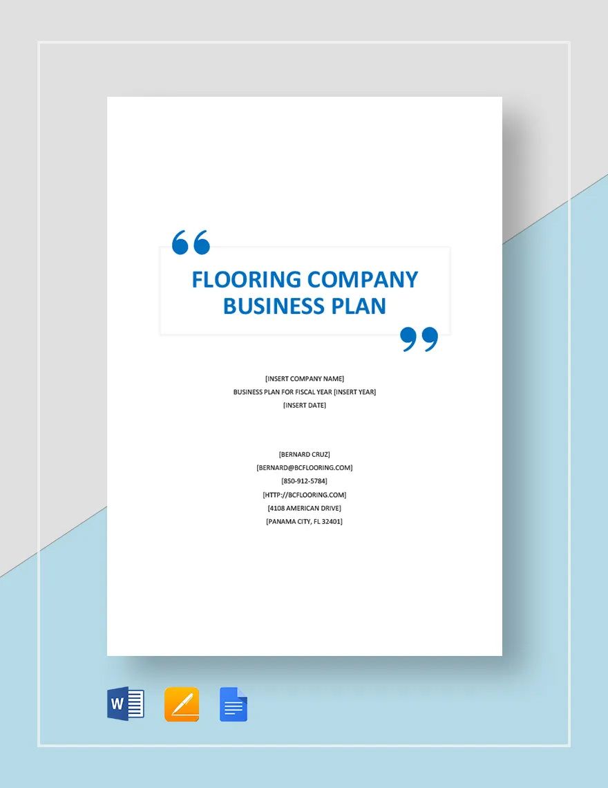 Flooring Company Business Plan Template