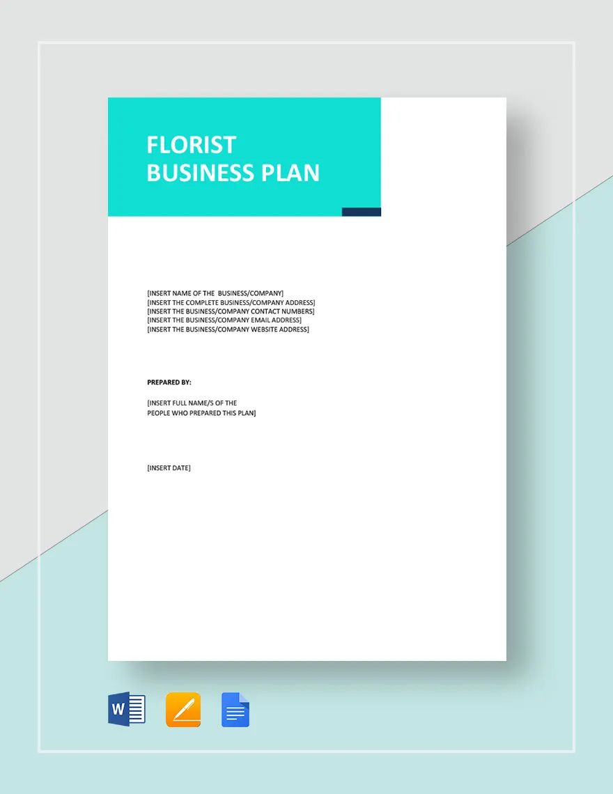 Flower Shop / Florist Business Plan Template in Word, Google Docs, Apple Pages