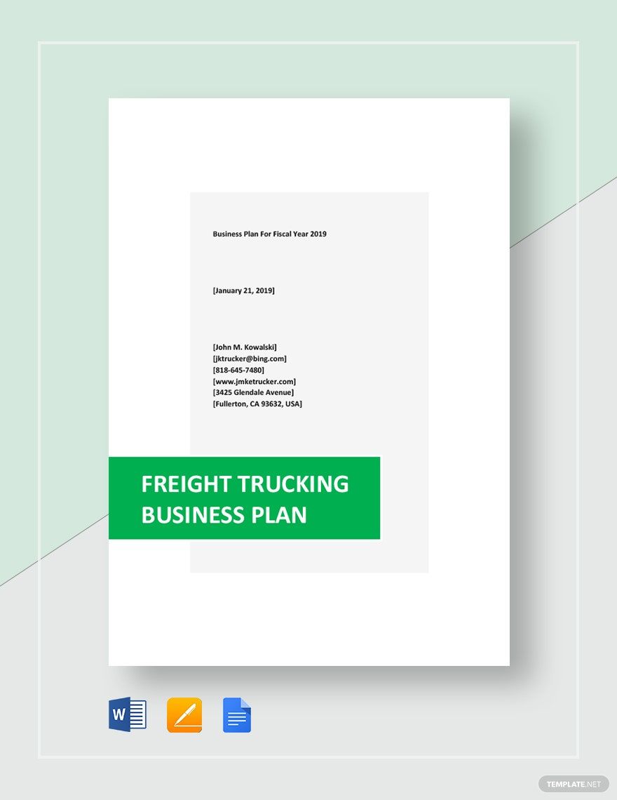 Freight Trucking Business Plan Template