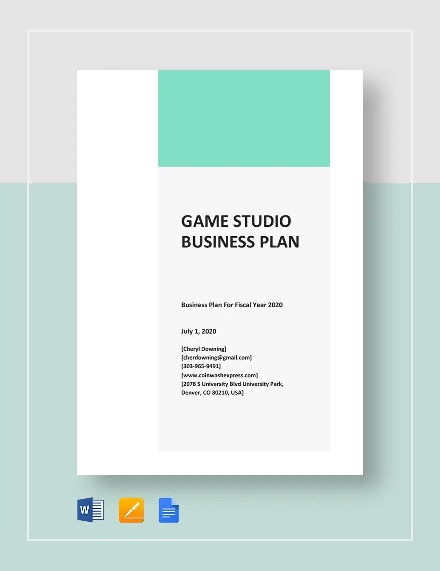 Game / Game Studio Business Plan Template