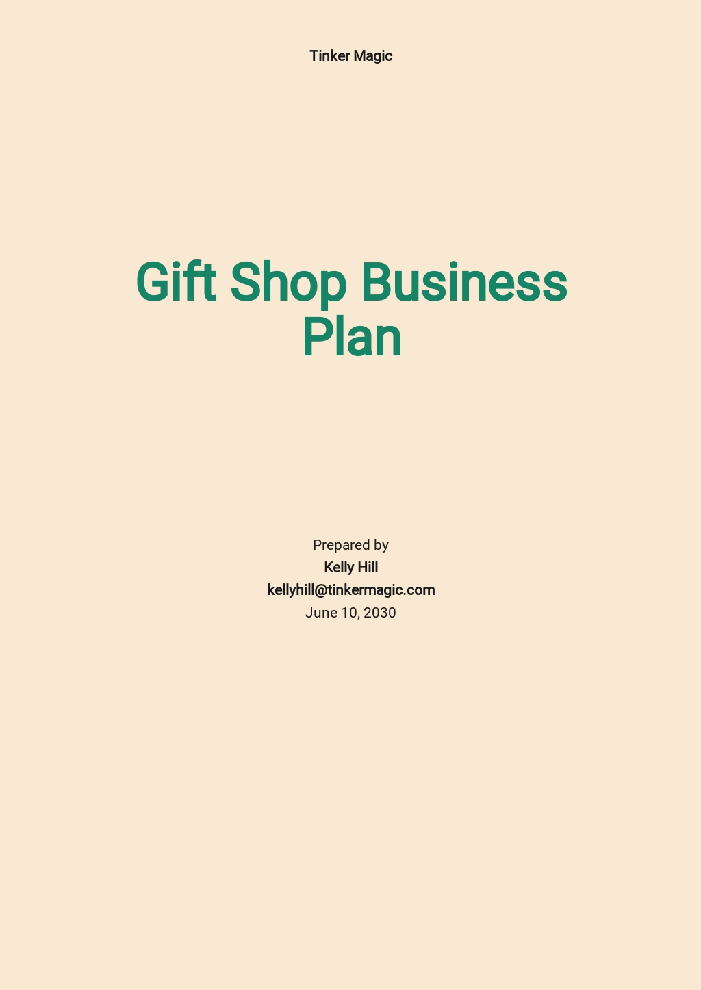 gift shop business plan template