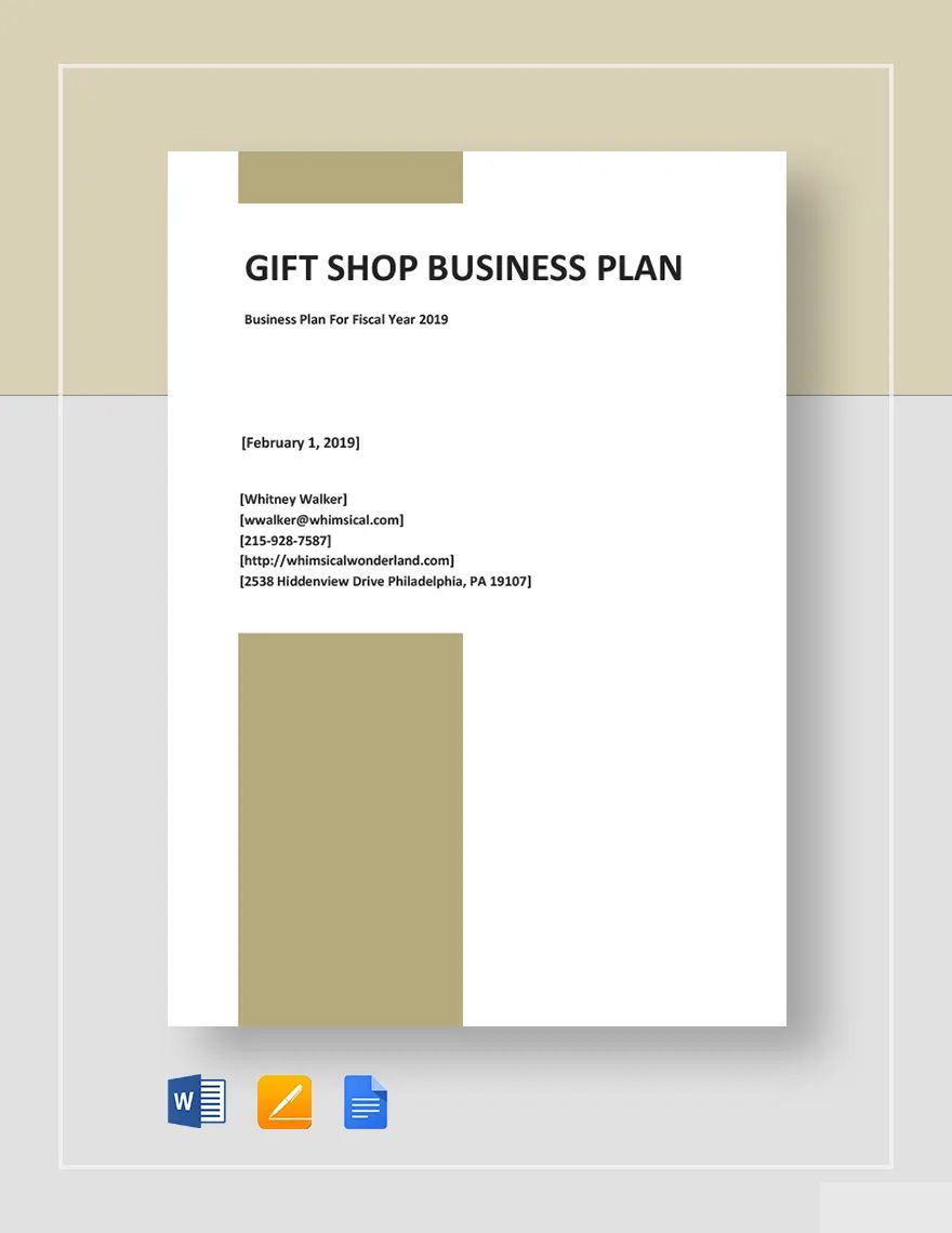 Gift Shop Business Plan Template