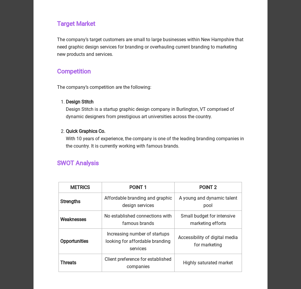 Business plan layout template free picture