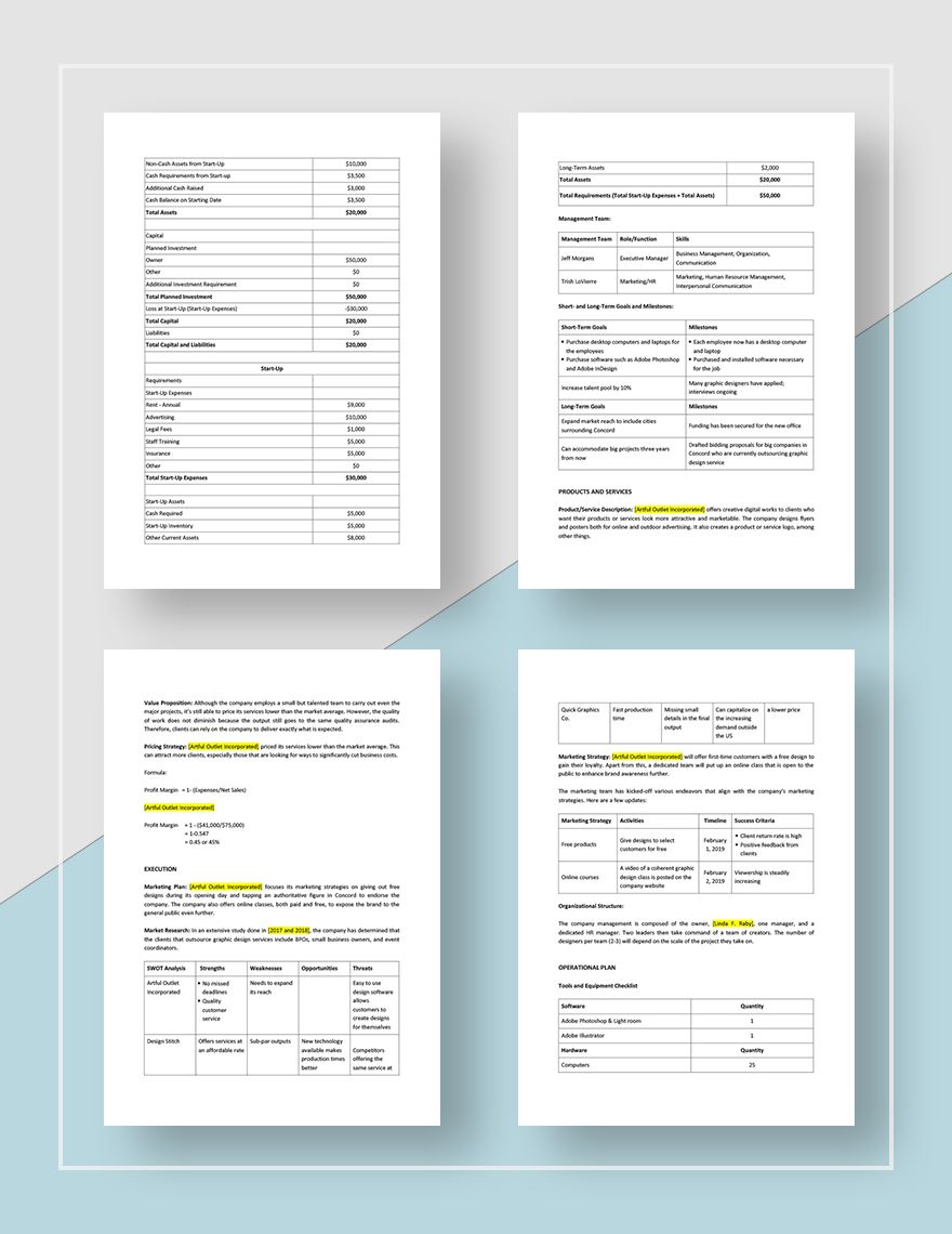 Graphic Design Business Plan Template